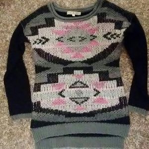 EUC Pink Rose Hi Low Geometric Shapes Sweater